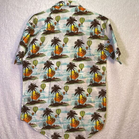Coachella Music Festival Multicolor Hot Air Balloon Cotton Button Up Shirt Large - Picture 6 of 8